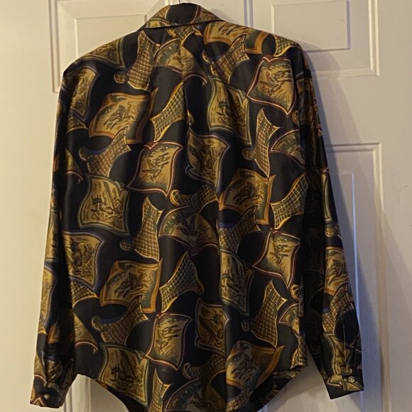Vintage British Isles Sz 4 (S) Womens Shirt Button Up Duck Print Long Sleeve - Picture 8 of 12
